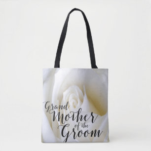 White Rose Grandmother of Groom Canvas Tote Bag