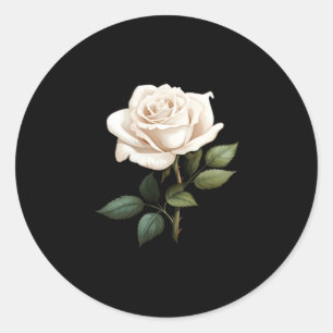 White Rose Graphic Classic Round Sticker