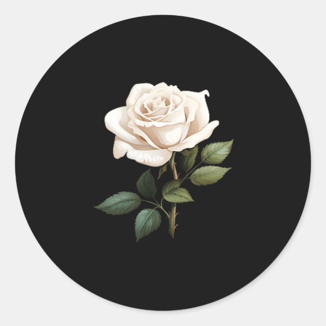 White Rose Graphic  Classic Round Sticker (Front)