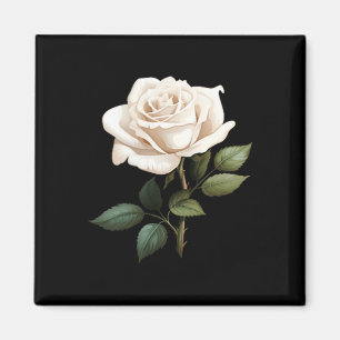 White Rose Graphic  Magnet