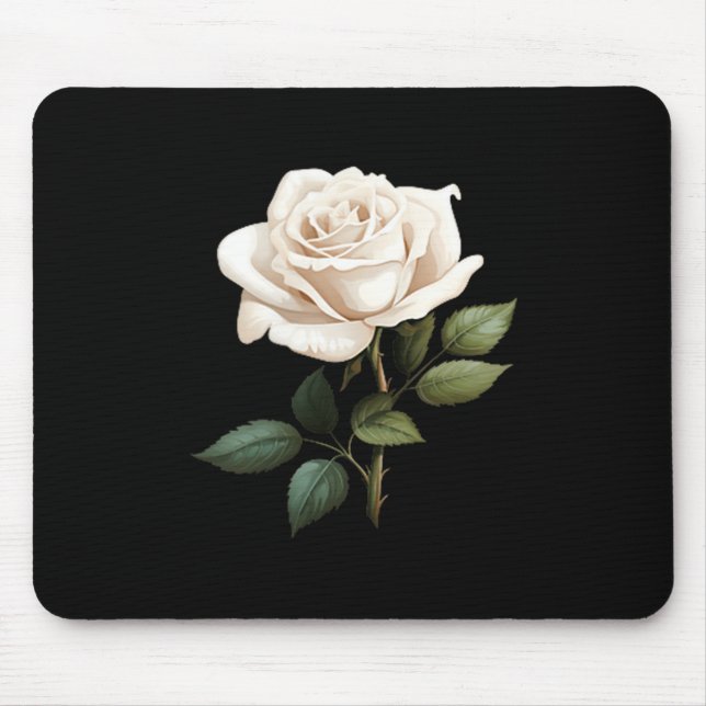 White Rose Graphic  Mouse Pad (Front)