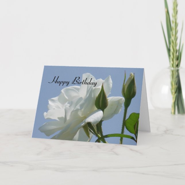 White Rose - Happy Birthday Card (Front)