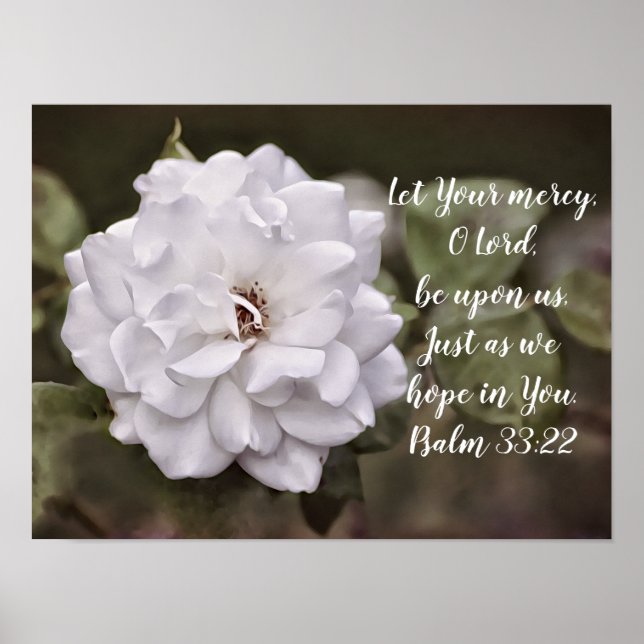 White Rose Hope Scripture Art Print (Front)