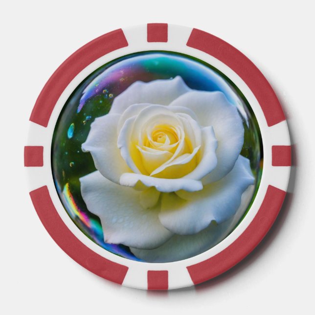 White Rose in a Soap Bubble Poker Chips (Front)