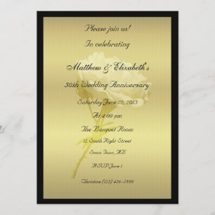 White Rose in Golden Hues Anniversary Invitation
