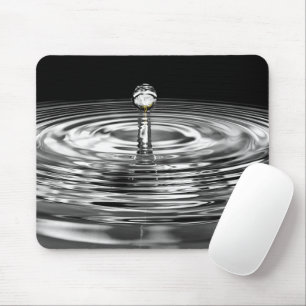 White Rose in Water Droplet Mouse Pad