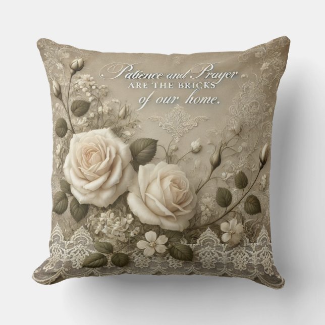 White Rose Lace AI art  Cushion (Front)