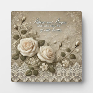 White Rose Lace AI art  Plaque