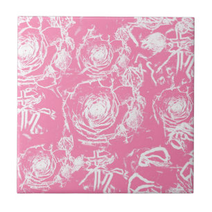 White Rose Lace Ceramic Tile