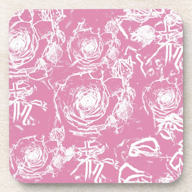 White Rose Lace Design Coaster (Front)