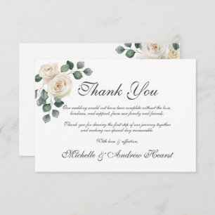 White Rose Lovely Wedding Flat Thank You Card
