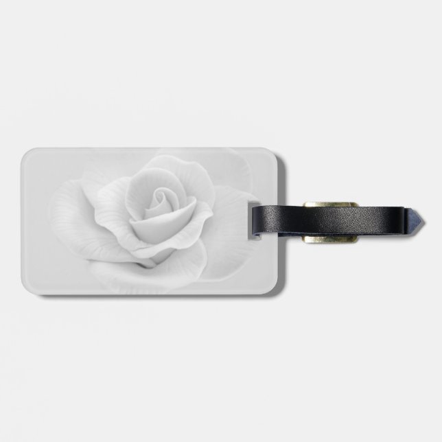 White Rose Luggage Tag (Back Horizontal)