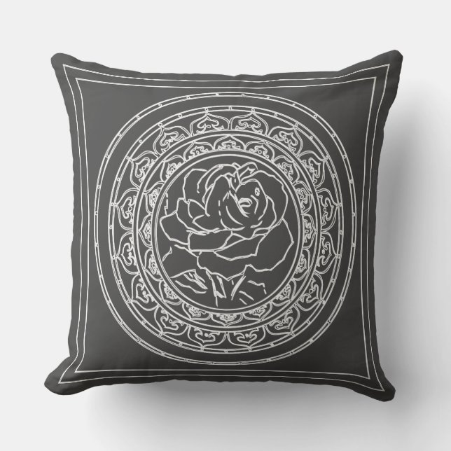 White Rose Mandala - Pillow (Front)