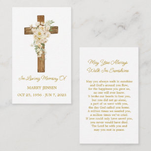 White rose Memorial Funeral Prayer Card