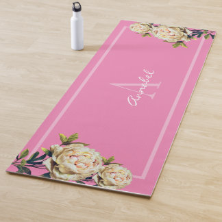 White Rose monogrammed pink Yoga Mat