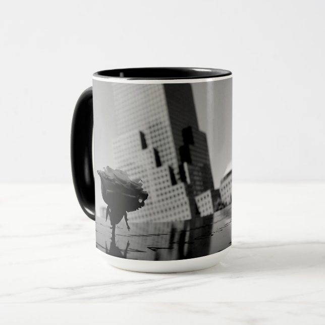 White rose of remembrance mug (Front Left)