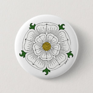 White Rose of York 6 Cm Round Badge