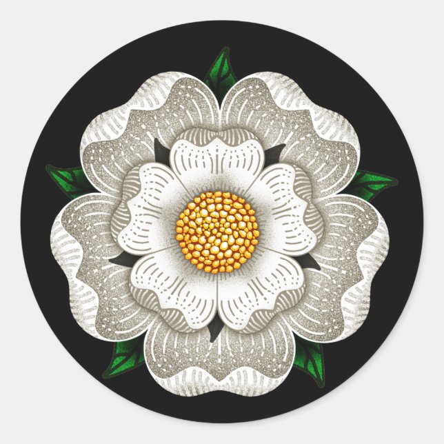 White Rose of York Classic Round Sticker (Front)