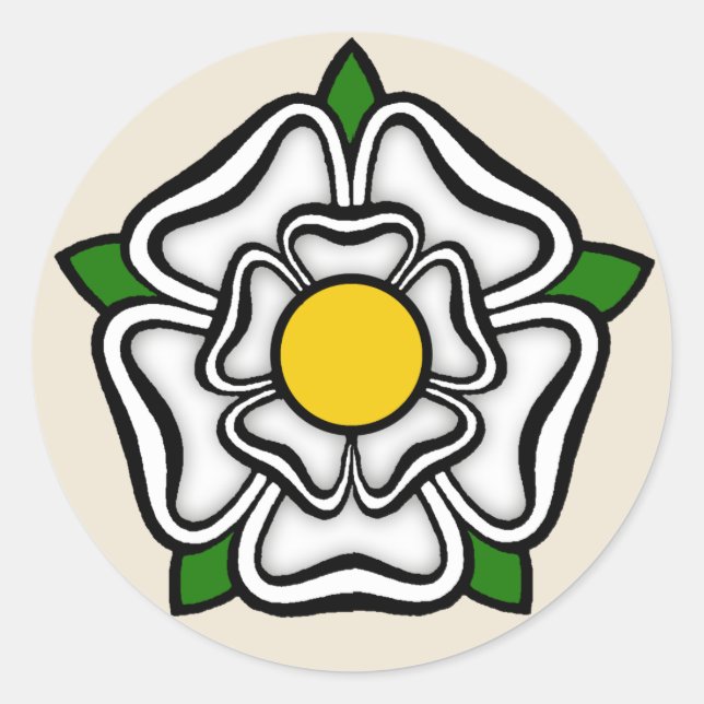 White Rose of York, England Emblem of Royalty Classic Round Sticker (Front)