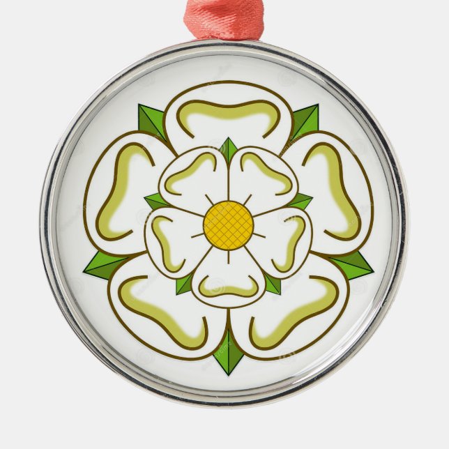 White Rose of York Metal Ornament (Front)