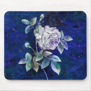 White Rose on a Textured Background Mouse Pad
