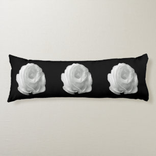 White Rose On Black Background Bodypillow Body Cushion