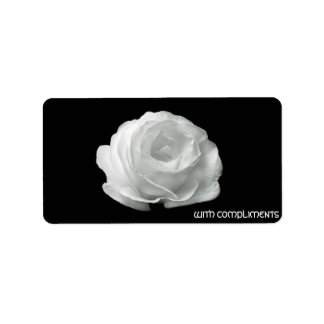 White Rose On Black Background Labels