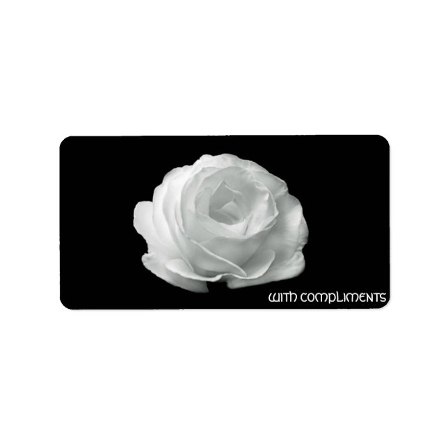 White Rose On Black Background Labels (Front)