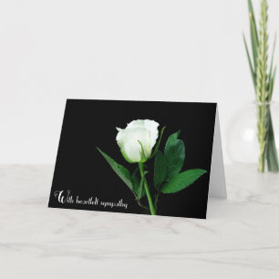White Rose On Black Sympathy Card