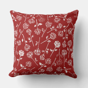 White Rose Pattern Cushion