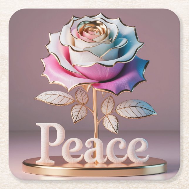 White Rose Peace Sculpture Coaster Set (Front)