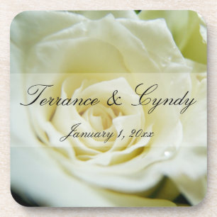 White Rose Personal Wedding Coaster