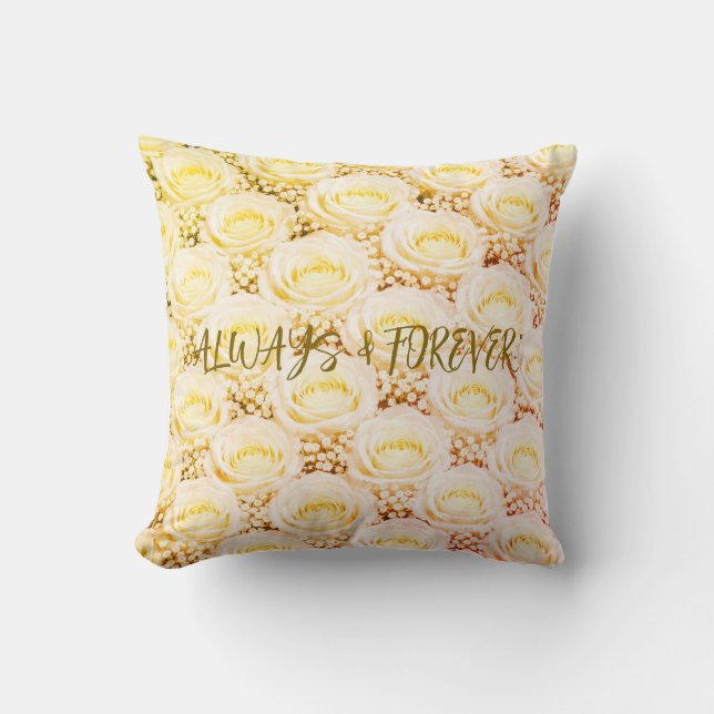 White Rose Personalised Floral Pillow (Front)