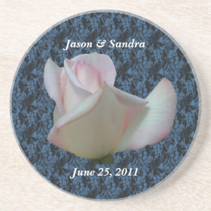White Rose Personalised Wedding Coaster