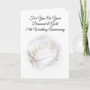 White Rose Personalized 75th Wedding Anniversary Card