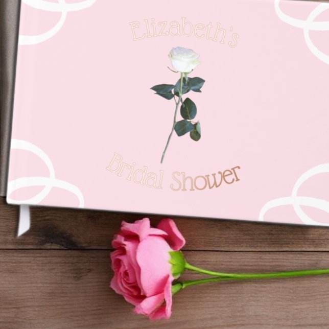 White Rose Petal Pink Bridal Shower Guest Book (Creator Uploaded)