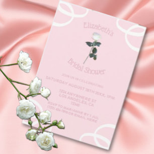 White Rose Petal Pink Bridal Shower Invitation