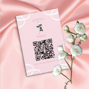 White Rose Petal Pink Bridal Shower Registry Enclosure Card