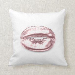 White Rose Pink Glitter Kiss Lips Makeup Minimal Cushion