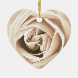White rose print ceramic tree decoration
