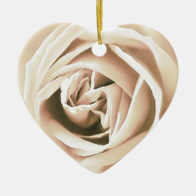 White rose print ceramic tree decoration (Front)