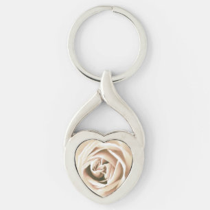 White rose print key ring