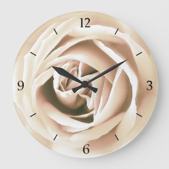 White rose print large clock (Front)