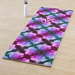 White Rose Raindrops Abstract Art Personalised Yoga Mat
