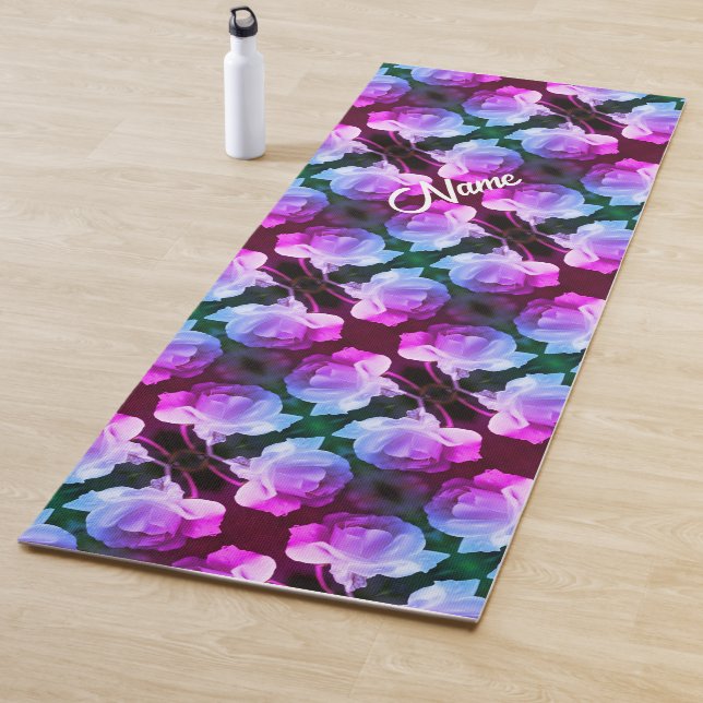 White Rose Raindrops Abstract Art Personalised     Yoga Mat (In Situ)