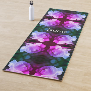 White Rose Raindrops Abstract Tinted Personalised Yoga Mat