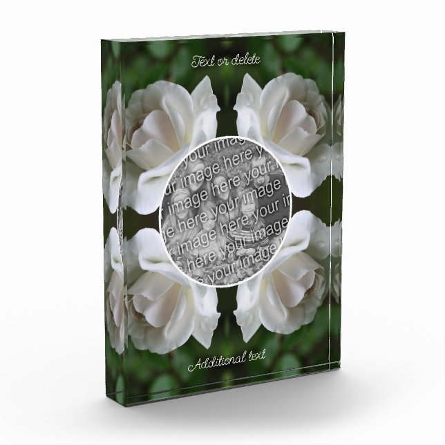 White Rose Raindrops Frame Create Your Own  Photo Block (Left)