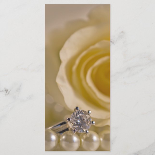 White Rose, Ring and Pearls Wedding Program (Front)