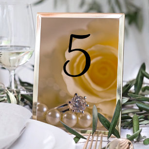 White Rose, Ring and Pearls Wedding Table Numbers