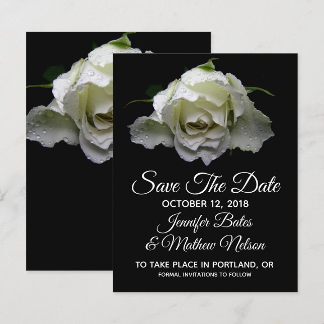 White Rose Save the Date Announcements (Front/Back)